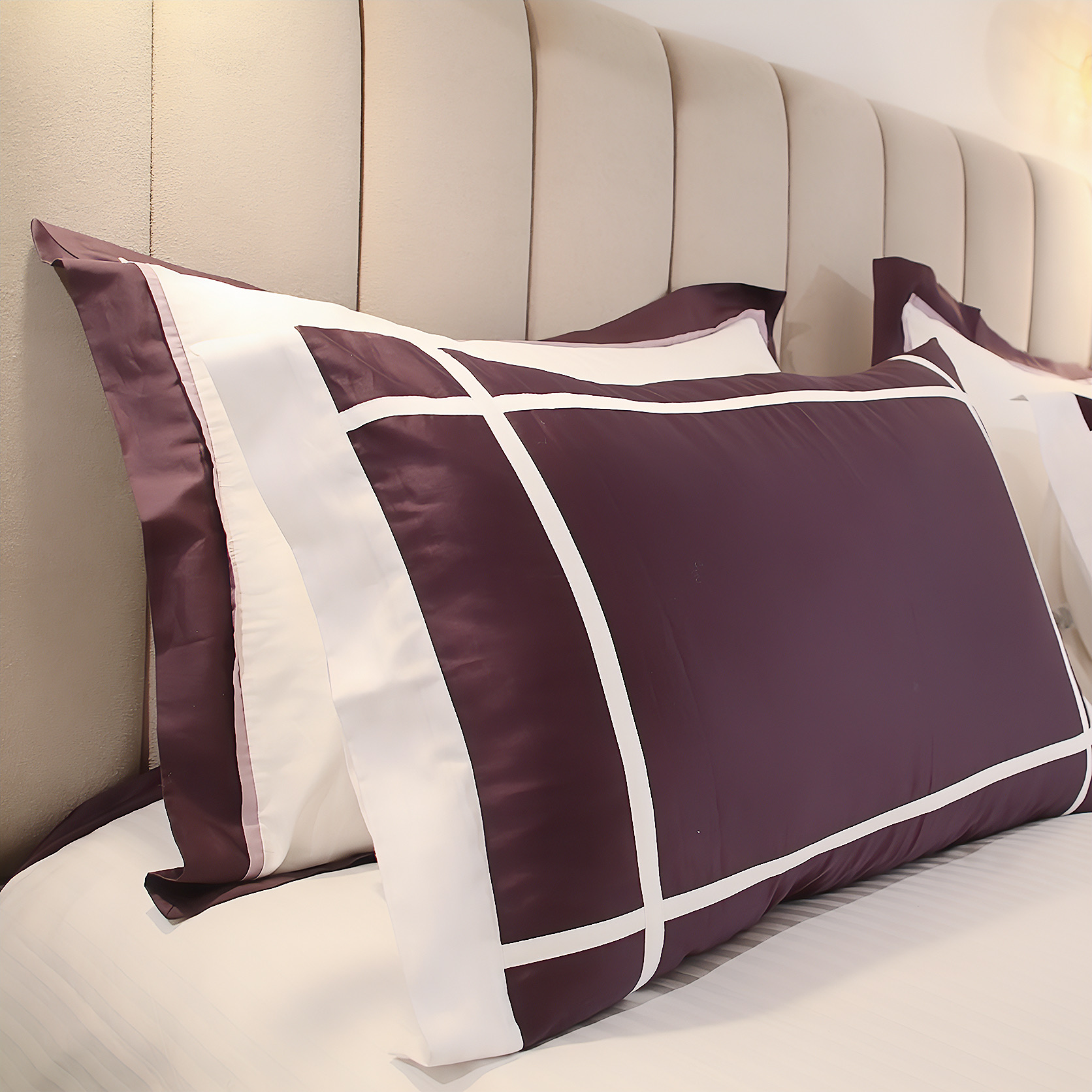 Mystère Améthyste Rayé – Coton Satiné 300 Fils